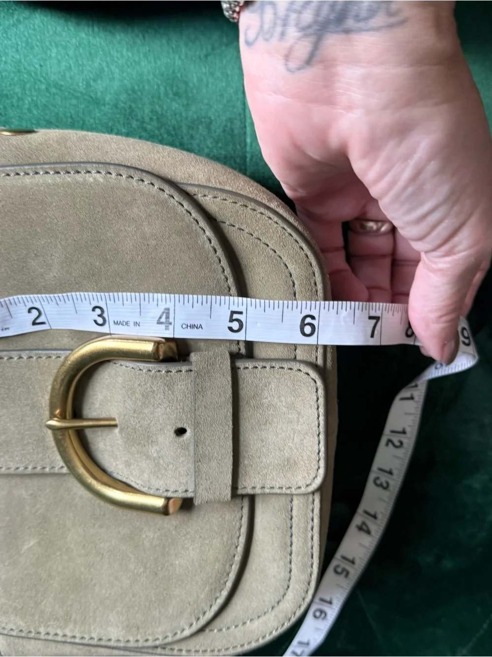 J.Crew NWT Italian Suede Buckle Crossbody Bag Olive Green J7204